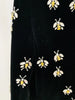 High Street F/W Designer Jacket Women's Single Button Rhinestone Diamonds Beaded Bee Velvet Long Blazer