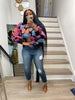 Elegant Women Button Front Floral Appliques Long Sleeve Jacket Thick Warm Winter Streetwear Outwear