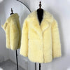 Faux Fur Lapel Coat Women's Elegant Solid Loose Lace-Up Leisure Jacket Winter Female Keep Warm Fur Coat
