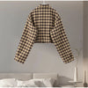 Retro Suede Coats High-waist Shorts Set Women's Plaid Full Sleeves Short Zipper Jackets Autumn Winter Ladies Outwear