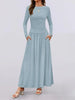 Autumn Women Long Sleeve Maxi Dress Comfortable Fit Ruched Detail Multi Color for Casual Everyday Wear
