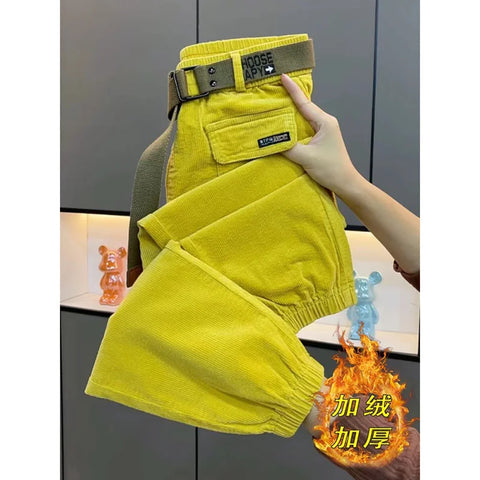 Korean Autumn Winter Corduroy Tight leg Harem Pants Women Elastic High Waist Loose Casual Female Trousers