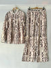 Women's Clothing Retro Geometric Printed Shirt Two-piece Set High Waist Wide Leg Trousers Set Set