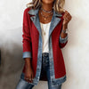 Women Coats Autumn Spring Turn Down Collar Metalic Button Patchwork Slim Basic Jackets XXYL-6416
