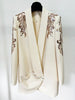 High Street Designer Vestido Women's Shawl Collar Beaded Draped Blazer Dress