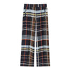 European and American Style Women's Casual Plaid Pocket Shirt High Waist Loose Long Pants Two Pieces Sets