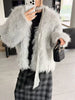 Women Autumn Furry Sweater Coat Single Button Design Knitted Warm Coat Thick Cardigans Clothes Tops For Women Sweater