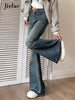 Slim Casual Vintage Blue Women‘s Jeans Winter American Style Chic Office Ladies Pockets Basic Female Flare Pants