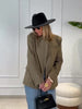 Elegant Stripe Blazer Women Loose Full Sleeve Stand Collar Single Breasted Coats Female Spring Outwear Lady