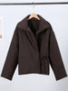 Stand Collar Cotton Jackets For Women Casual Long Sleeve Side Lace Up Coats Lady Winter Street Warm Chic Outerwear