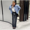 Casual Blue Multiple Patch Pocket Jacket Women Chic Corduroy Collar Single Breasted Short Coat Lady Daily Spring Wear