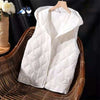 White Down Cotton Vest Jacket Women Hooded Sleeveless Padded Vest Outer Wear Autumn Winter Vests Female Waistcoat Coat