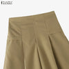 Women's Casual Wide-Leg Pants Elastic Back Waist Solid Loose Mid-Calf Length Trousers Streetwear Cropped Pant