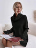 Women's Autumn Winter Knit Dress Solid Color Loose Turtleneck Comfortable Sweater Style Gown