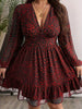 Sexy V-Neck Leopard Print Long-Sleeve Dress Plus Size Women Clothing American Slim A-Line Skirt Elegant Party Evening Dress