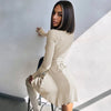 Women Spring Autumn Long Sleeve Knitted Streetwear Bodycon Short Mini Dress Items For Business