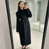 Autumn Commute Women's Maxi Coat Solid Long Sleeve Shoulder Padded Straight Slim Overcoats Office Daily Lady Outwears