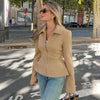Winter Suede Short Jacket For Women's Vintage High Waist Slim Cardigan Winter Street Lapel Office Commuting Jackets Coat