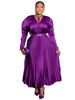 Plus Size Women's Dress Set Long Sleeve V-neck Blouse and Pleated Maxi Long Skirts Suit Birthday Two 2 Piece Set Outfits