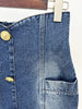Designer Runway Blazer Women's Slim Fitting Double Breasted Lion Buttons Denim Jacket Mini Skirt