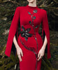 High Street Designer Party Vestido Women's Flowers Beaded Diamonds Beaded Slit Sleeve Long Maxi Dress