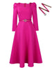Autumn Stylish Women Evening Party Dress Long Puff Sleeve Elegant Pleated A-Line Gowns Birthday Wedding Celebrate Robes
