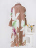 Pleated Print Dress For Women Lapel Single Breasted Loose Long Contrast Color Female Dresses 2DA4600