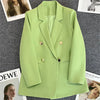 Women Suit Blazer Elegant Coat Spring Autumn Korean Blazer Double Breasted Jacket Solid Ladies Tops Clothes