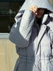 Printed Cotton Padded Coats Women Hooded Waist-Cinching Zipper Quilted Jackets Winter Casual Woman Outerwear