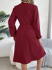 Autumn Winter Dresses for Women Casual Solid Color Button Tie Up Long Sleeved Shirt Dress Blue Green Black Red Woman Clothing