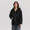 Coat Women Imitation Lamb Wool Polar Fleece Double-Sided Wear Loose Winter Contrast Color Simple Hooded Jacket