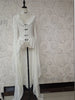 Women Gothic White Vintage Lace Dress Flare Sleeve Medieval Cardigan Cosplay Elegant Long Tail Outwear Victorian Ball Gown