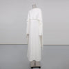 Elegant Long Sleeves Dresses Spring Women Bell Sleeve Long Dress Autumn High Waist Pullover Loose Knee Length Dress