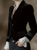 Women's Solid Color Velvet Spring and Autumn Lapel Coat for Spring and Autumn