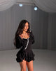 Flare Sleeve Ruffle Sexy Mini Dress Women Robe Irregular Single-breasted V Neck High Waist Slim A-line Club Dress