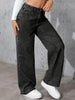 Wide Leg Distressed Straight Jeans for Women Elastic Casual Bootcut Denim Pants Ladies Jeans