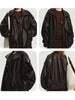 Spring Autumn Cool Brown Oversized Pu Leather Jacket Women Long Sleeve Zip Up Designer American Retro Clothing