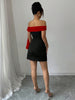 Women Off Shoulder Mini Dress Red Big Bow Spliced Bodycon Short Dresses Elegant Slim Fit Black Little Dress Night Club Party Birthday Outfits Evening