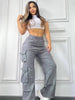 Straight Cargo Pants Women High Waist Baggy Trousers Casual Wide Leg Slim Vintage Y2K Streetwear Pocket Casual Pants