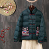 Chinese Style Vintage Embroidered Buckle Down Coat Women Warm Light White Duck Down Jacket Parkas Ladies Short Puffer Outwears