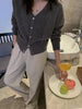 Korean version of autumn cashmere V-neck cardigan women loose short solid color sweater knit sweater simple coat
