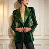 Leopard Print Velvet Blazers for Women Jacket Single Button Suit Collar Blazer Coat Long Sleeve Female Outerwear