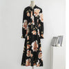 Autumn Spring Chiffon Dress Plus Size Women Casual Dresses Vestidos Female Vintage Printed Floral Full Sleeve A-line Long Dress
