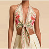 Women Floral Embroidery Jacket Long Sleeve Open Front Loose Fit Button Down Coat Autumn Casual Boho Chic Outwear