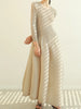 Pleated Long Sleeve Flower Bud Dress Spring Lantern Long Casual Elegant Dresses Dubai Abaya Women Designer Clothes