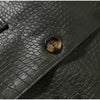 Women Lapel Collar Single Button Croc Embossed Leather Jacket Long Sleeve Drop Shoulder Patch Pocket Loose Retro Short Street