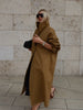 Burgundy Long Trench Coat Women Lapel Double Breasted Belted Waist Cape Collar Overcoat Loose Windbreaker Lady Winter Outerwear