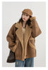 Women Faux Leather Coat Single Breasted Loose Casual Motorcycle Suit Suede Fur Jacket Female Top Autumn Winter