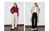 Women Casual Pants Autumn and Winter Mid Waist Workwear Style Straight Woolen Pants