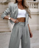 Women's Casual Striped Short Lapel Suit And Straight Pants Suit Conjuntos Femininos Elegantes Women's Pantsuit Matching Sets